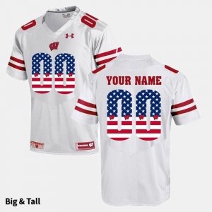 Men's Wisconsin Badgers NCAA #00 Custom White NCAA Under Armour Big & Tall US Flag Fashion Stitched College Football Jersey OT31K67BJ